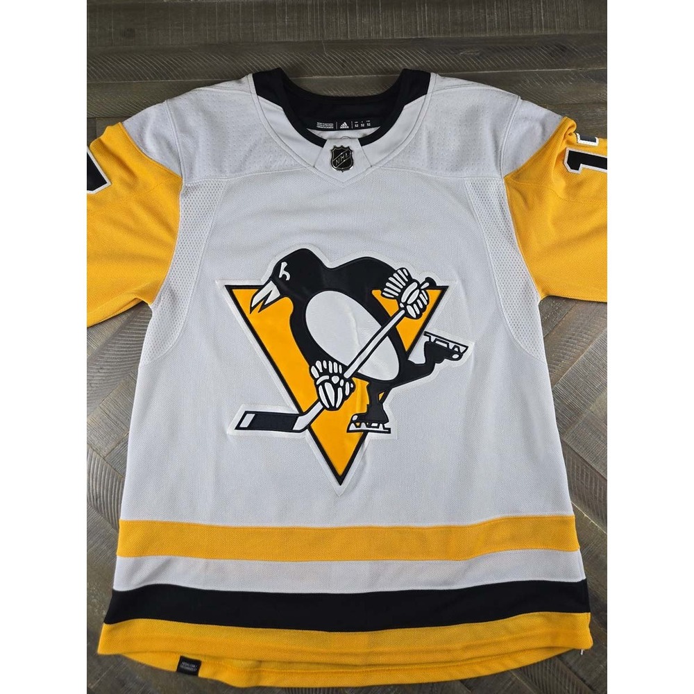 Adidas Pittsburgh Penguins NHL Hockey Jersey White Yellow Black Mens 52 17
